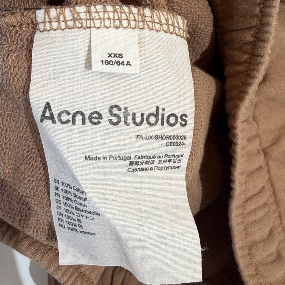 Acne Studios Sweat Shorts Size XXS Light Tan Brown 100% Organic Cotton Like New - Picture 7 of 9